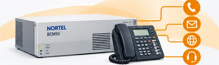 Nortel BCM50 unit with a desk phone