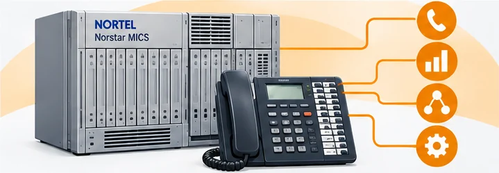 Nortel Norstar MICS cabinet with a desk phone